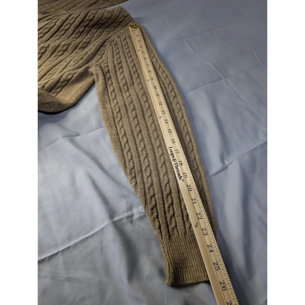 Vintage Lord‎ Jeff Cable Knit Cardigan USA Made Brown Wool Blend Ivy Prep M